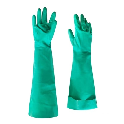 18 der grünen Nitril-Handschuh-Zoll Säurebeständigkeits-alternde Anti22 Mil Thickness