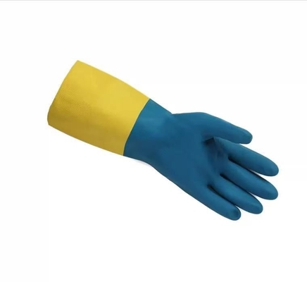 Zweifarbige industrielle Menge zeichnete Haushalts-Handschuh-Neopren-Handschuh-Chemikalienbeständigkeit