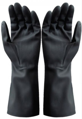 Schwarzes Neopren-Gummihandschuhe der Säurebeständigkeits-Neopren-chemisches Handschuh-410mm