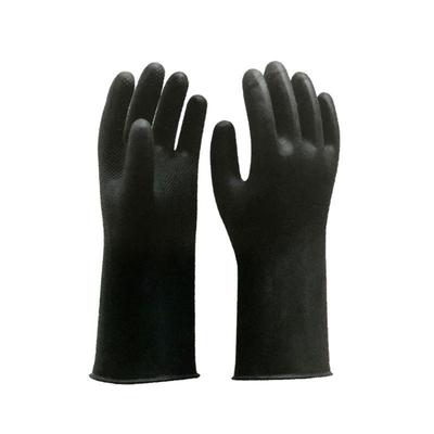 Wasserdichte schwarze industrielle Gummihandschuhe 32 cm Unflocked, welches die Chemikalie beständig zeichnet