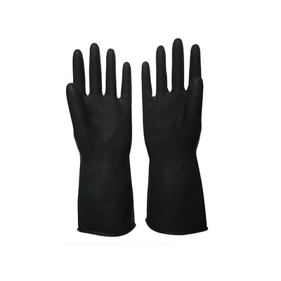 Wasserdichte schwarze industrielle Gummihandschuhe 32 cm Unflocked, welches die Chemikalie beständig zeichnet