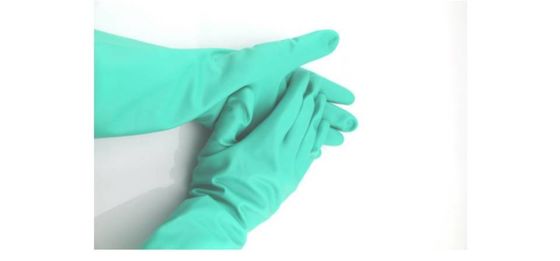 Latexfreie Nitrilhandschuhe aus grünem Ambidextrous Einweghandschuhe geeignet für die medizinische Lebensmittelverarbeitung und Reinigung