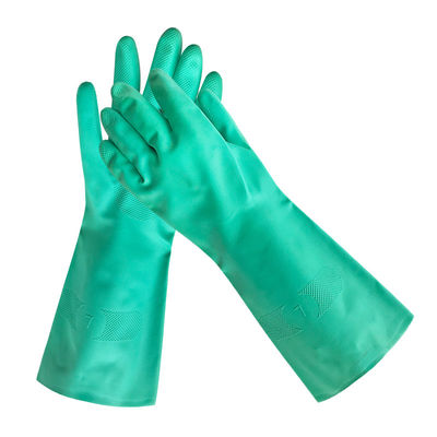 CE-zertifizierter grüner Nitrilhandschuh mit strukturierten Fingerspitzen zum Schutz in medizinischen Industrie- und Laborumgebungen