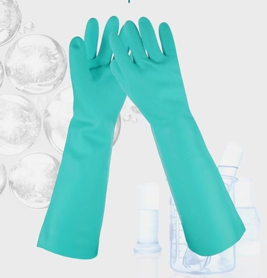 Nitril-industrielle Arbeit des Unflocked-Grün-Nitril-Handschuh-45cm chemisches der Handschuh-22mil