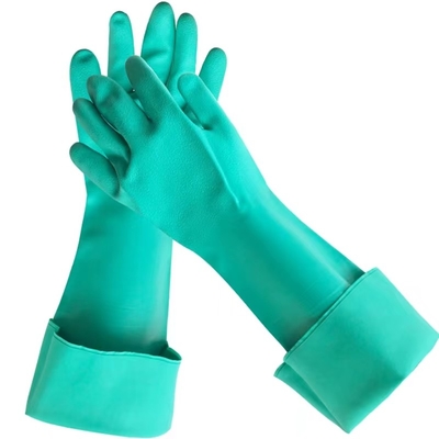 Grüner chemischer Nitril-Handschuh 18 Zoll 22mil Unflocked industrielle Nitril-Handschuh-