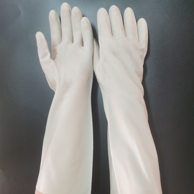 Weißer Haushalt Unflocked der Nitril-Abwasch-Handschuh-38cm, das besonders lange Stulpe zeichnet