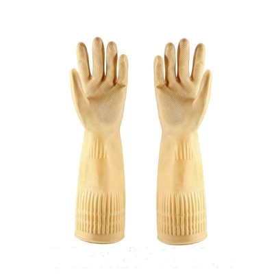 Gelbe besonders lange Restaurant-Latex-Handschuhe der Stulpen-Latex-Handschuh-100G/Pair 38CM