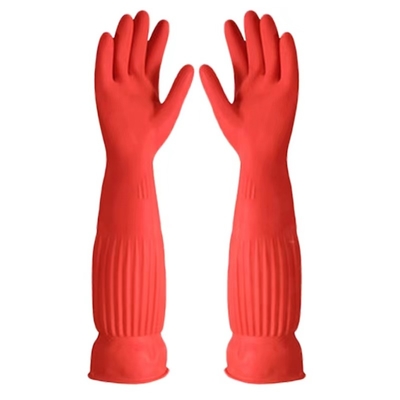 Haushalts-Menge zeichnete besonders lange Abwasch-Handschuhe der Latex-Handschuh-450mm