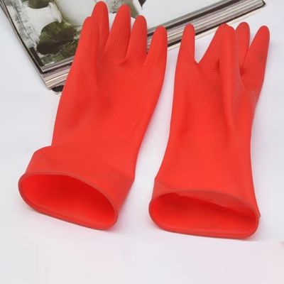 Dicke 025 bis 055 mm Latex-Haushaltshandschuh mit Walzmanschette und Optionen mit geflochtener oder nicht geflochtener Auskleidung zum Schutz der Hand