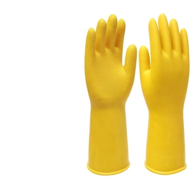 Entriegelt, das Latex-Haushalts-Handschuh-Gemetzel zeichnend, das industriellen Latex-Handschuh verdickt