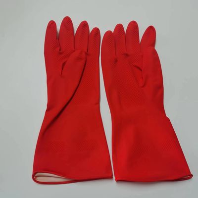 Alkali-Widerstand-rote Latex-Handschuhe, die 30-32CM industriellen Latex-Handschuh verdicken