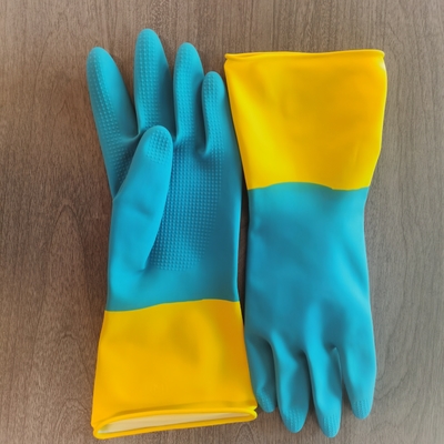 Küchen-Reinigungslatex-industrielle zweifarbige Handschuh-Haushalts-Verdickungs-Chemikalienbeständigkeit