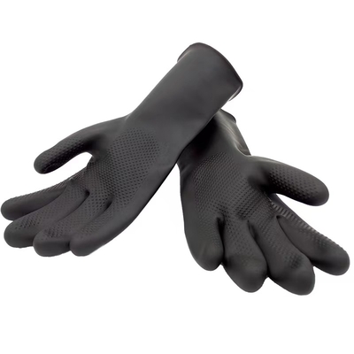 Latex-zeichnete industrielle Gummihandschuh-löslicher Widerstand-Hochleistungsmenge Gummihandschuhe