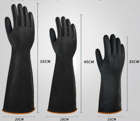 Industrielle schwarze Latex-Handschuhe Unflocked, das 60CM besonders lange Stulpen-Handschuhe zeichnet