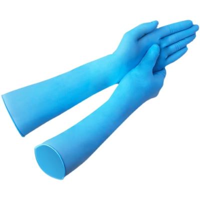 16 Zoll Einweg-Nitrilhandschuhe Industrieklasse pulverfrei texturfreie Oberfläche chemikalienbeständig medizinische Untersuchung Handschutz