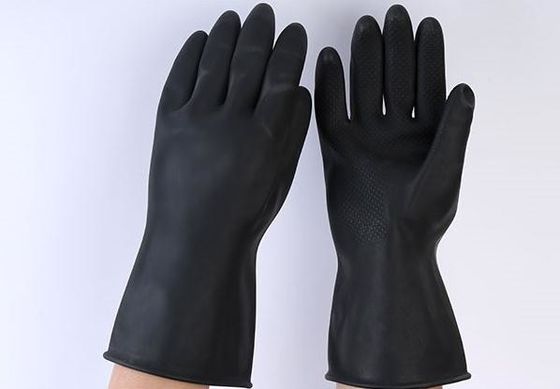 31Cm Gebäudereinigungs-Handschuhe Unflocked, das schwarze Gummihandschuh-harte Beanspruchung zeichnet