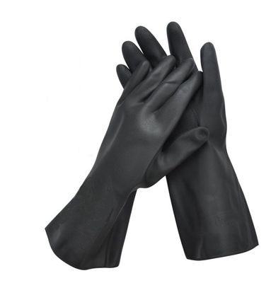 Menge der Alkali-Widerstand-Neopren-zeichnete chemische Handschuh-330mm schwarze Neopren-Handschuhe