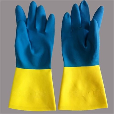 Latex-Neopren-zweifarbige industrieller Handschuh-Menge, die Neopren-chemische Handschuhe zeichnet
