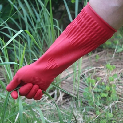 Latex-Flock-Haushaltshandschuhe mit texturierten Handflächen und Fingern