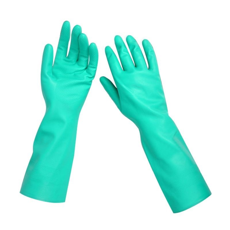 Unbeflockte Innenfutter Grüne Nitrilhandschuhe 33CM Länge Strapazierfähige Einweghandschuhe Ideal für Pharmazeutika und Lebensmittelverarbeitung