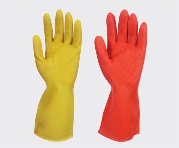 30 Gramm pro Paar Latex-Haushaltshandschuhe mit individuellem Logo und beflocktem Innenfutter, bequeme Schutzhandschuhe für den Haushalt