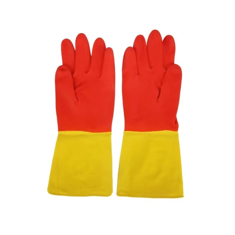 Chemikalienbeständigkeit des roter gelber Latex-industrielle zweifarbige Handschuh-30-32CM