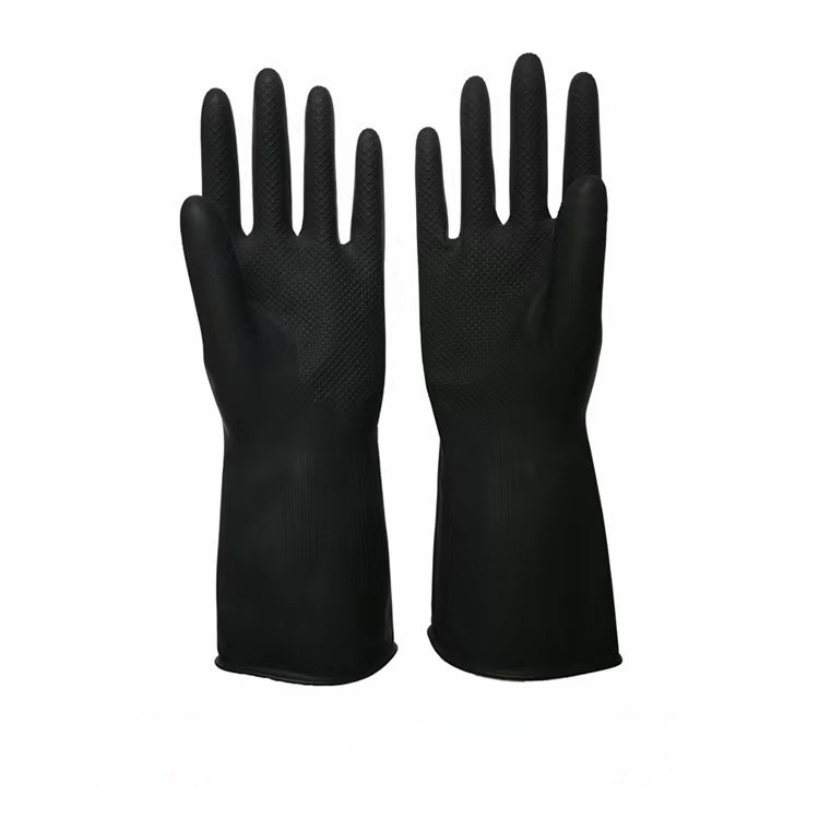 32CM schwarze industrielle Gummihandschuhe Unflocked, das Alkali-Widerstand zeichnet