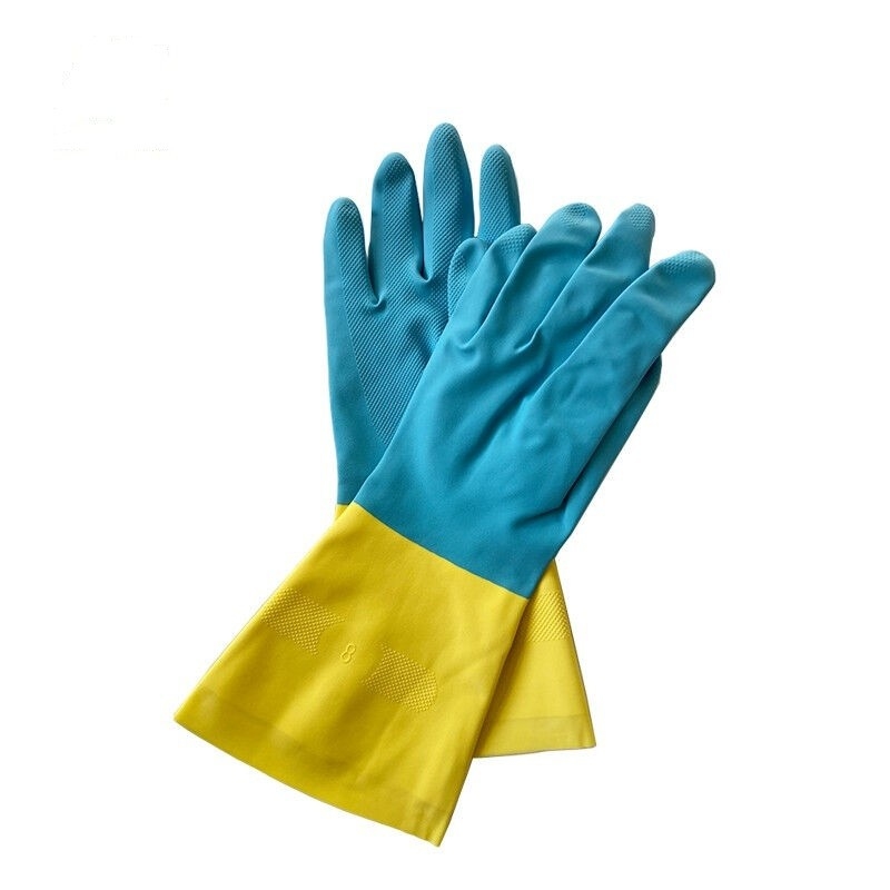 Antidurchsickern-Neopren-schnitt zweifarbige industrieller Handschuh-blaue gelbe Chemikalie beständiges