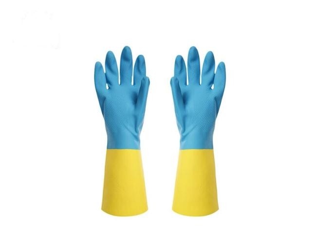 Zweifarbige industrielle Neopren-chemische Handschuh-hitzebeständige Menge zeichnete Latex-Handschuhe