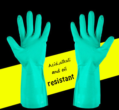 Industrial Works Green Nitrile Hand Glove 13 Inches Comfortable Protective Gloves Designed for Industrial Safety Tasks