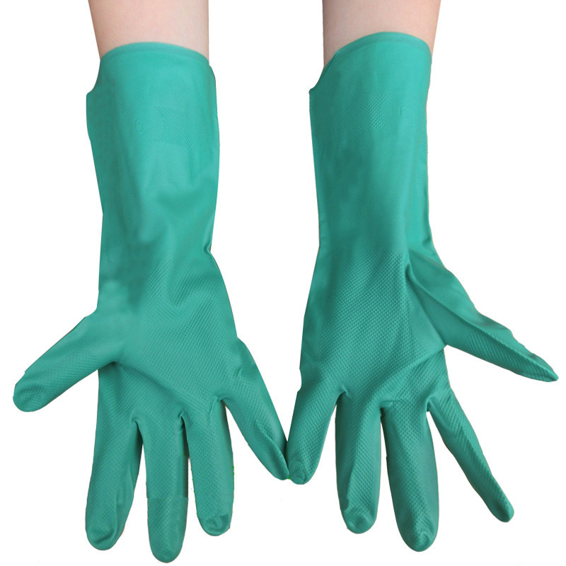 Grüne Nitrilhandschuhe 15 Mil Perlenmanschetten Textur Fingerspitzen Ambidextrous für den industriellen Haushalt