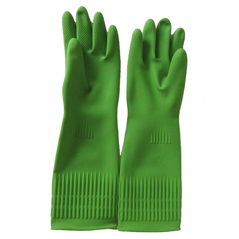 15 Zoll Baumwolle Flock Auskleidung Latex Haushaltshandschuhe in rotem rosa natürliche Farben mit Custom Logo wasserdicht